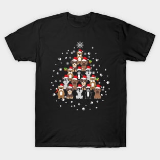 Dogs paws christmas tree T-Shirt